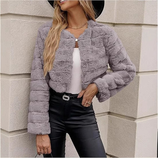 Fleece jacket with leopard print model for ladies Amarae