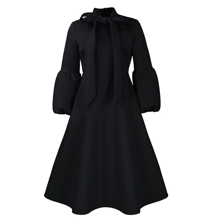 Midi dress for ladies with tie neck and voluminous sleeves Lune London