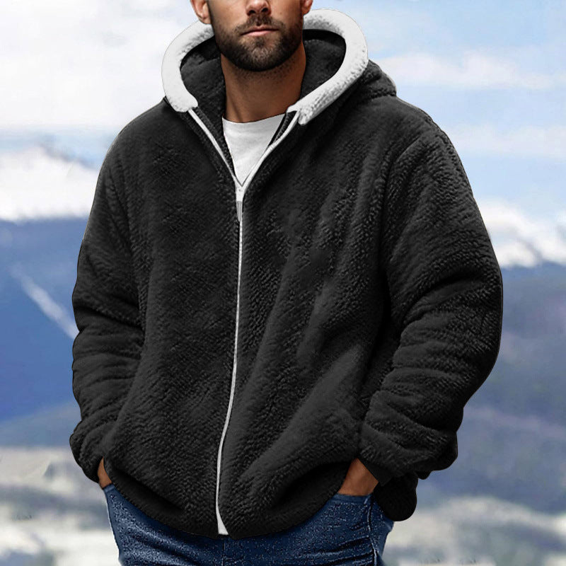 Men's Cozy Teddy Fleece Zip-Up Hoodie with Oversized Fit Amarae