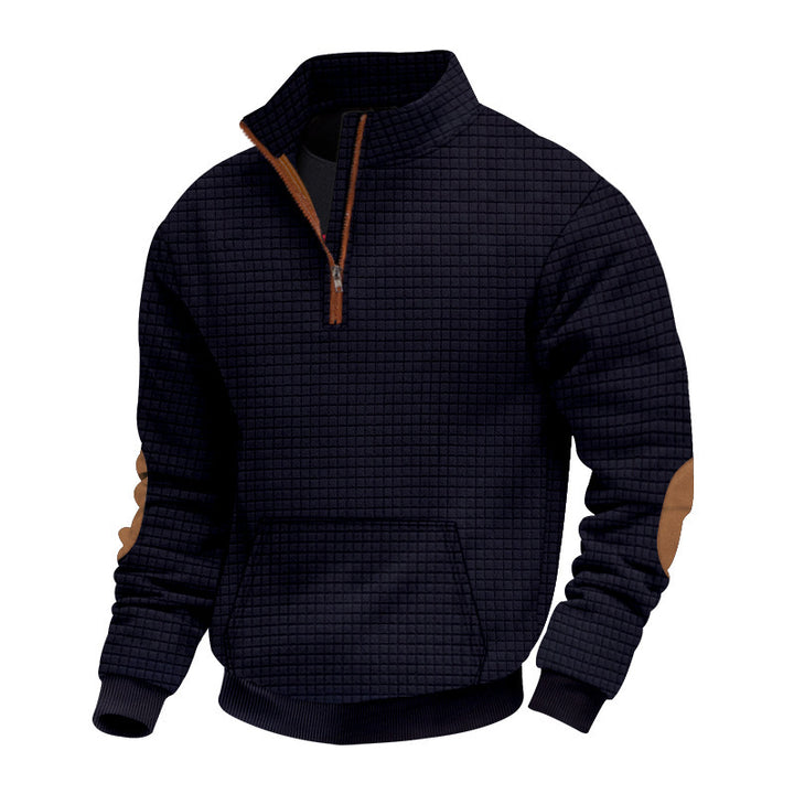 Fleece sweater with high collar for men with practical zipper Lune London