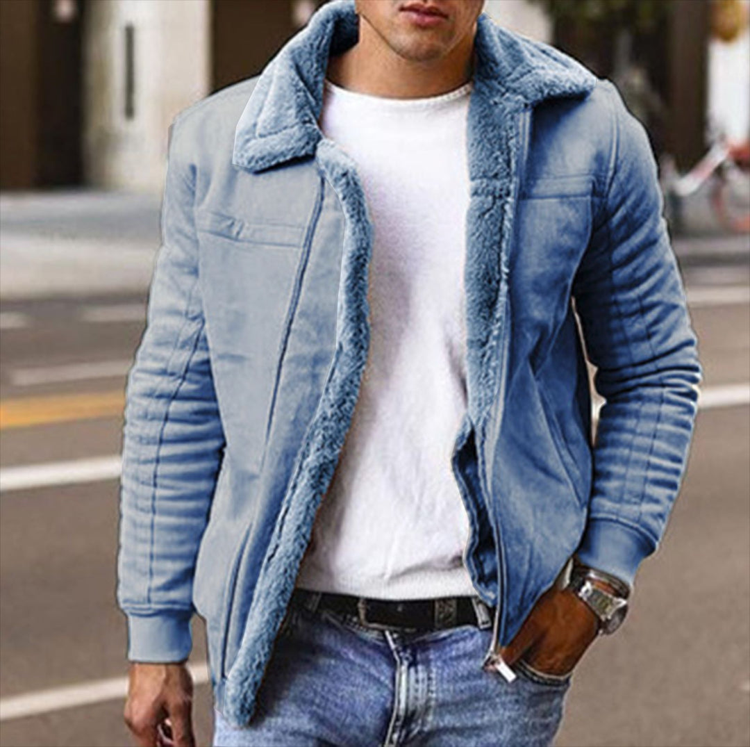 Men's leather jacket with warming Sherpa lining Lune London