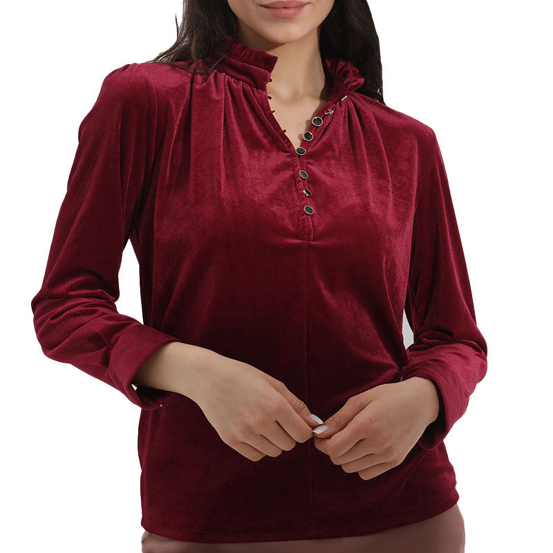 Women Elegant top with ruffle details and button fastening Lune London