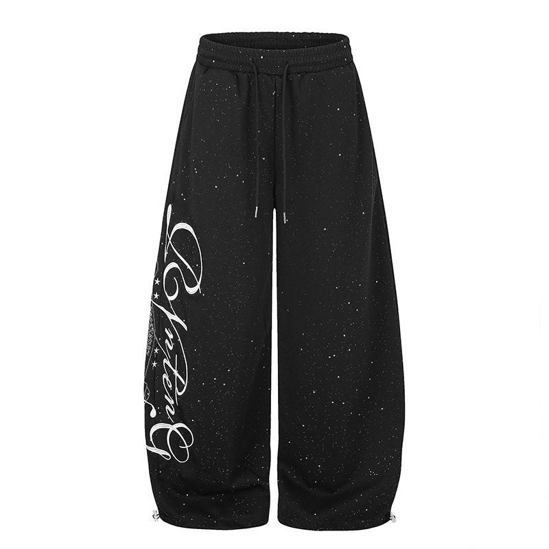 Women Extra Wide Palazzo Sweatpants with Comfort Waistband and Glitter Detail