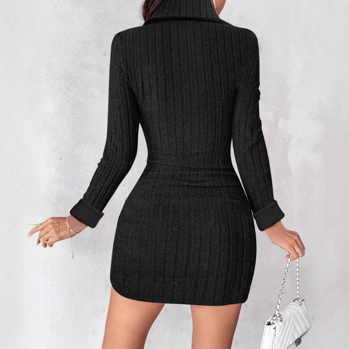 Wrap dress for women with textured design and elegant button details Lune London