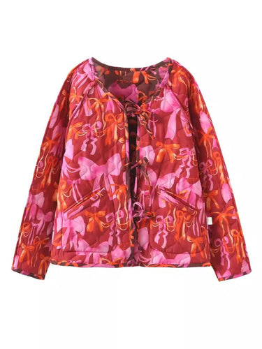 Quilted jacket for women with playful bow pattern Amarae