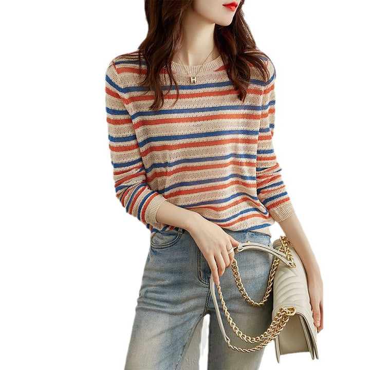 Pull en tricot décontracté pour femme avec motif rayé Chic & Stil