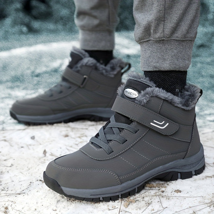 Men's Insulated Winter Trekking Boots with Velcro and Faux Fur Lining Amarae