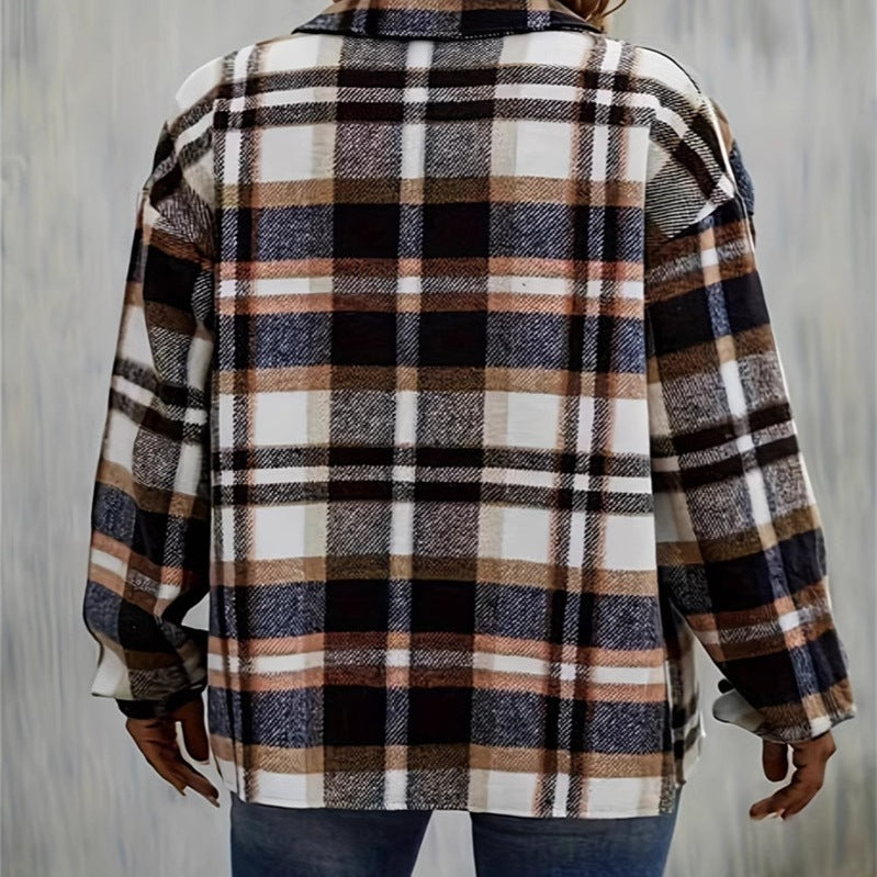 Plaid flannel jacket for women with pockets and tasteful buttonhole Lune London