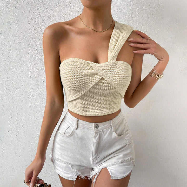 Elegant short top for women with a single strap and a lovely drape Chic & Stil