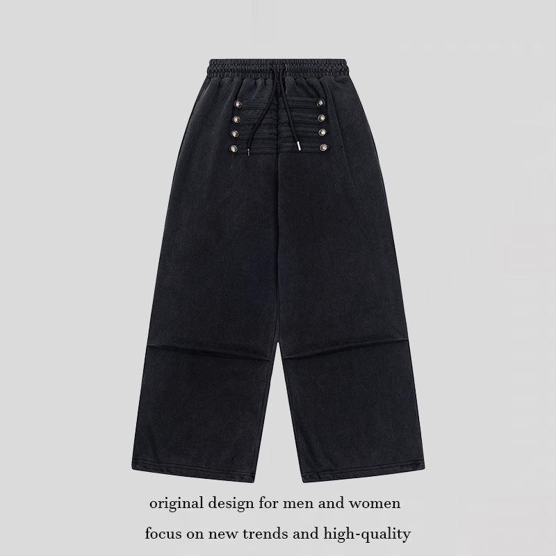 Women's Wide Culotte Pants with High Elastic Waistband, Drawstring, and Decorative Button Placket Amarae
