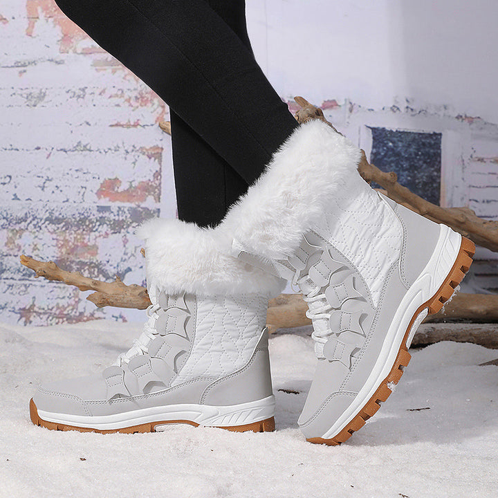 Women's Insulated Winter Boots with Faux Fur Collar, Water-Repellent Surface and Grip Profile Sole Amarae