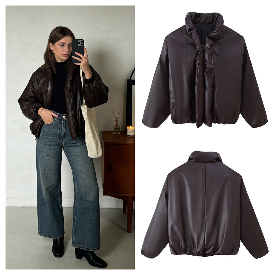 Veste courte stylée pour femmes avec col montant volumineux Chic & Stil