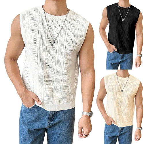 Men's knitted sweater with airy structure and perforated pattern Amarae
