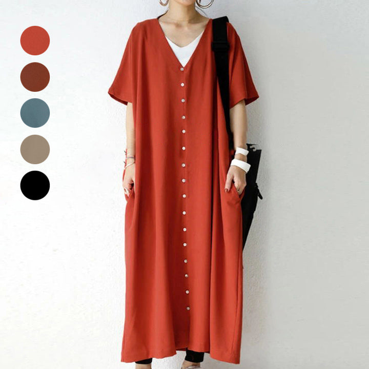 Women Long Button Maxi Dress Lune London