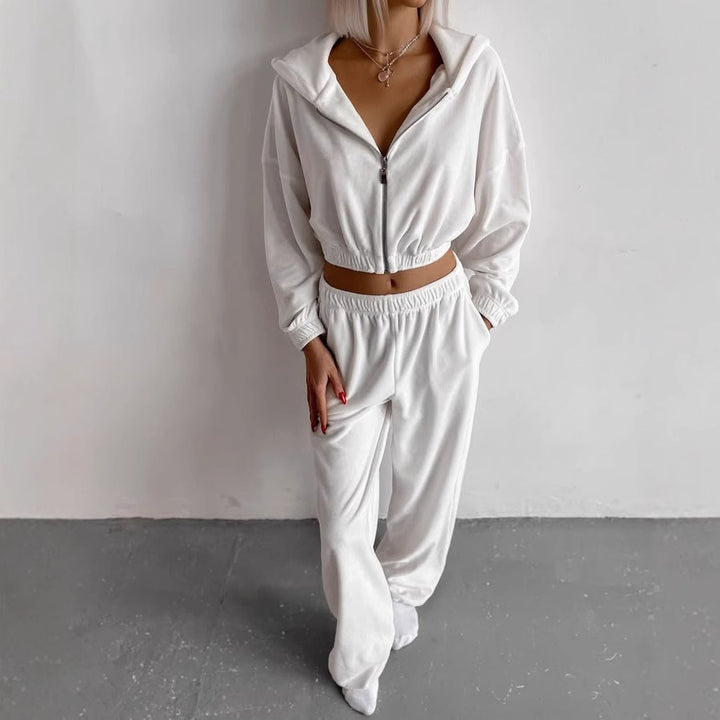 Fleece jumpsuit for women with zipper and elastic waist Lune London