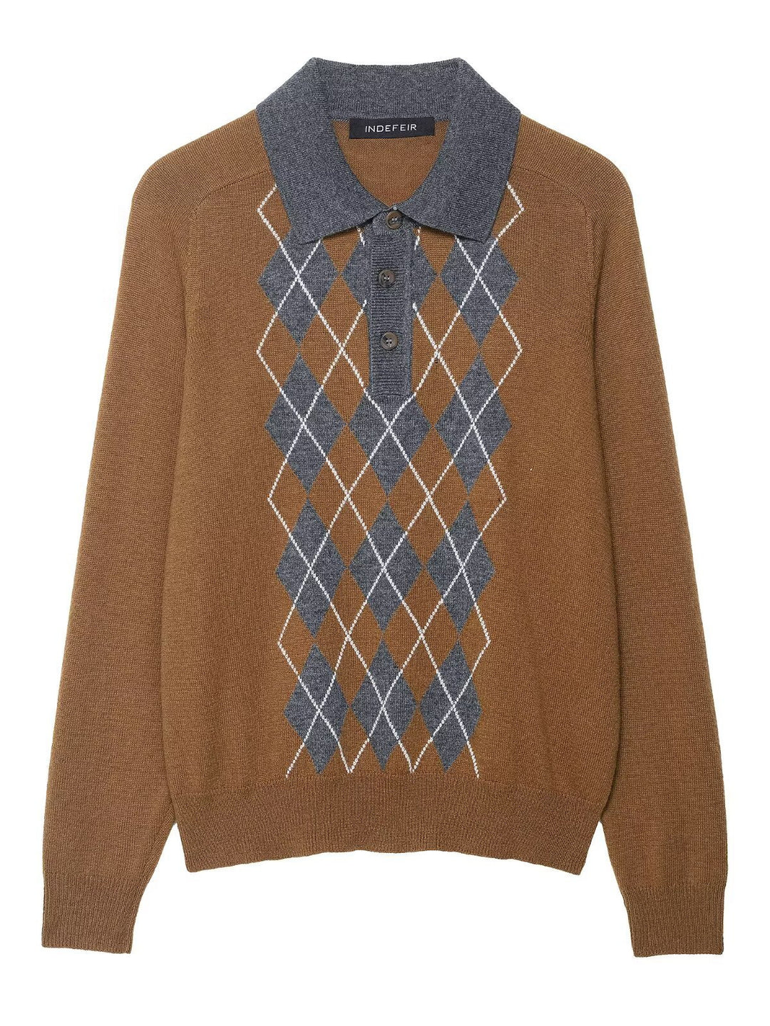 Elegant sweater for women with diamond pattern and collar Lune London