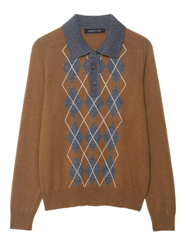 Elegant sweater for women with diamond pattern and collar Amarae