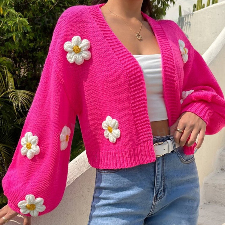 Lune London Women's Floral Pattern Knit Jacket