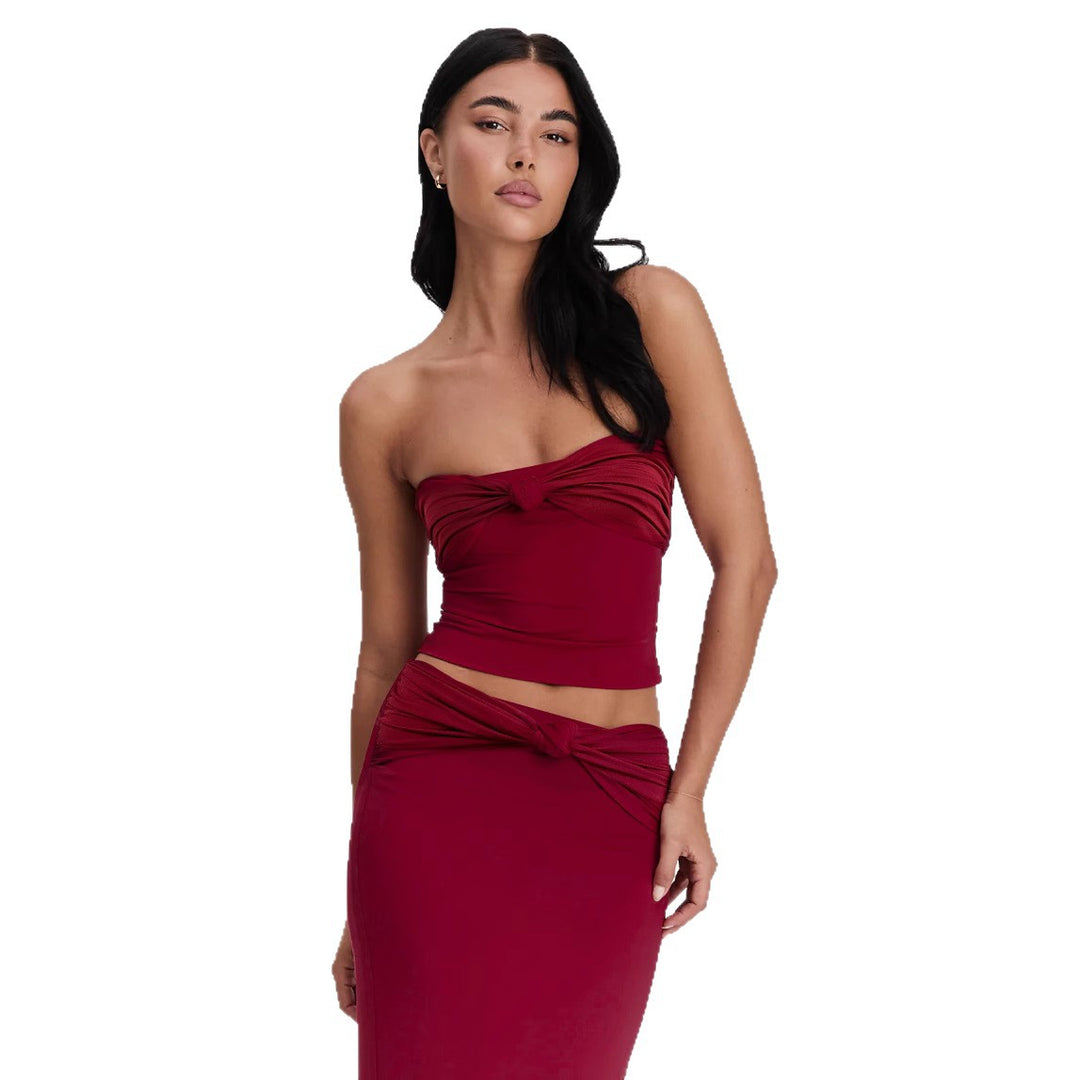 Women's wrap top with knot details and form-fitting design Lune London