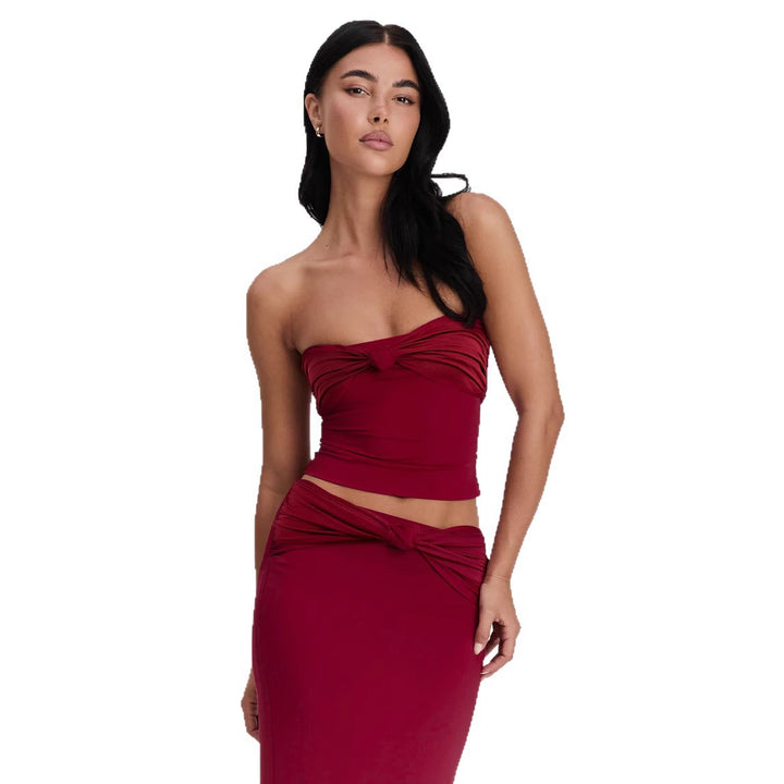 Women's wrap top with knot details and form-fitting design Lune London