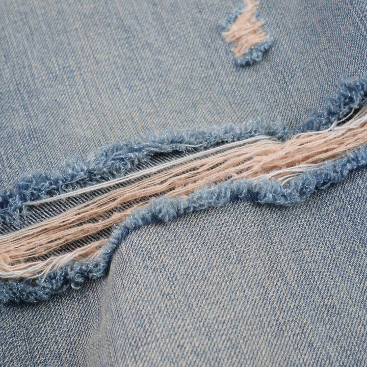 Ladies Wide-Cut Destroyed Jeans with Low Rise and Straight Leg Amarae