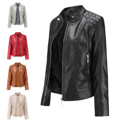 Women's faux leather jacket with trendy stitching details Amarae