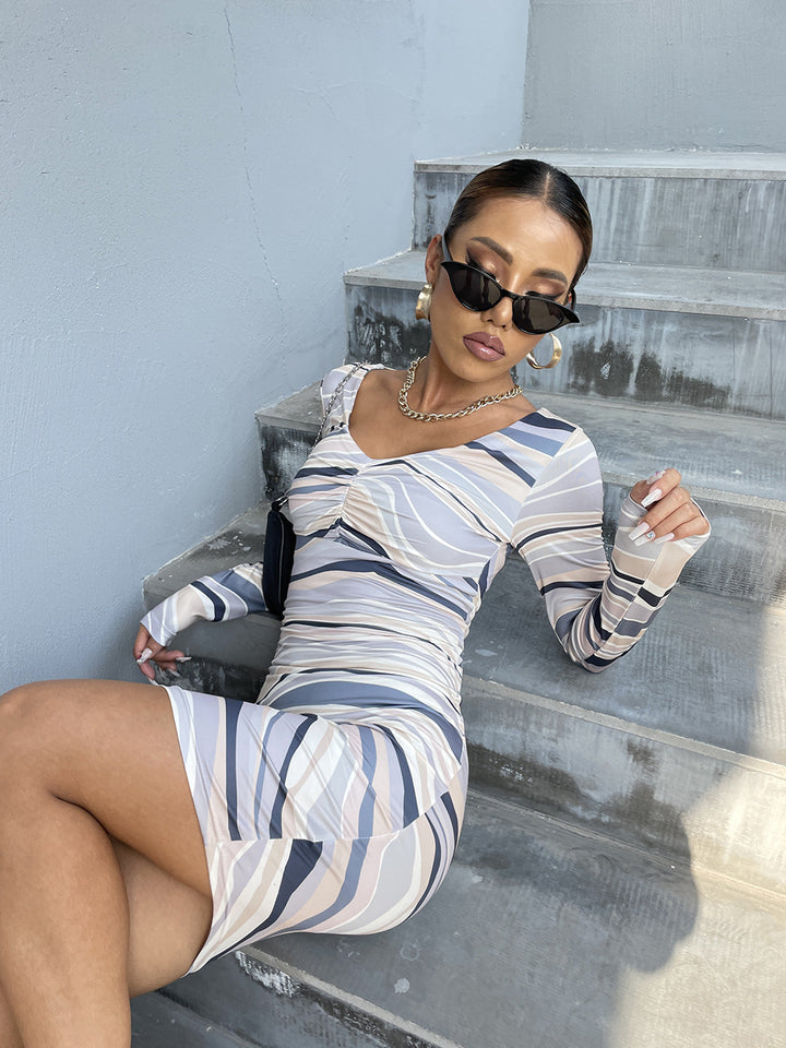 Long sleeve maxi dresses for women with a unique pattern Lune London