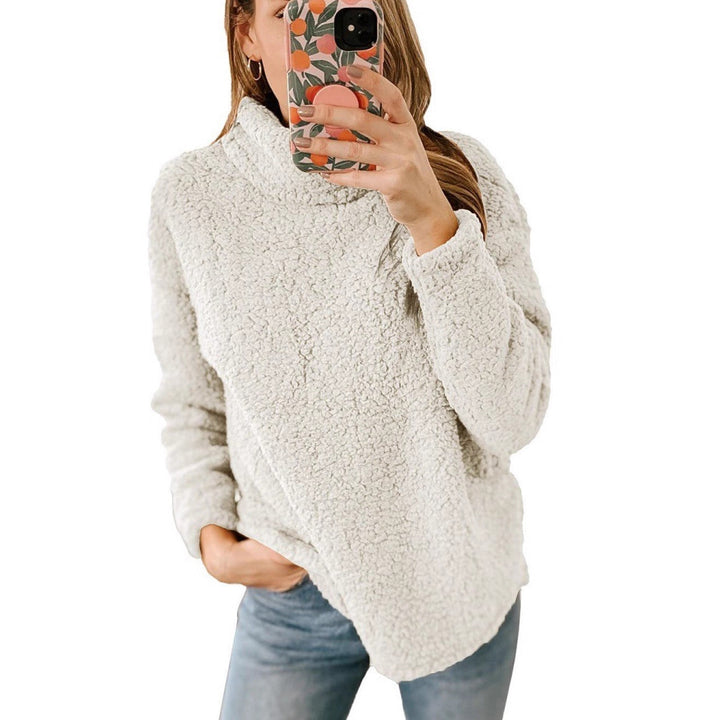 Pull en molleton confortable pour femmes avec col montant et surface texturée Chic & Stil