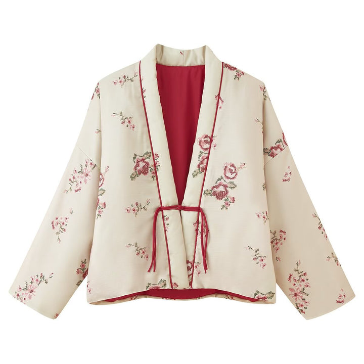 Ladies embroidered floral kimono jacket Lune London