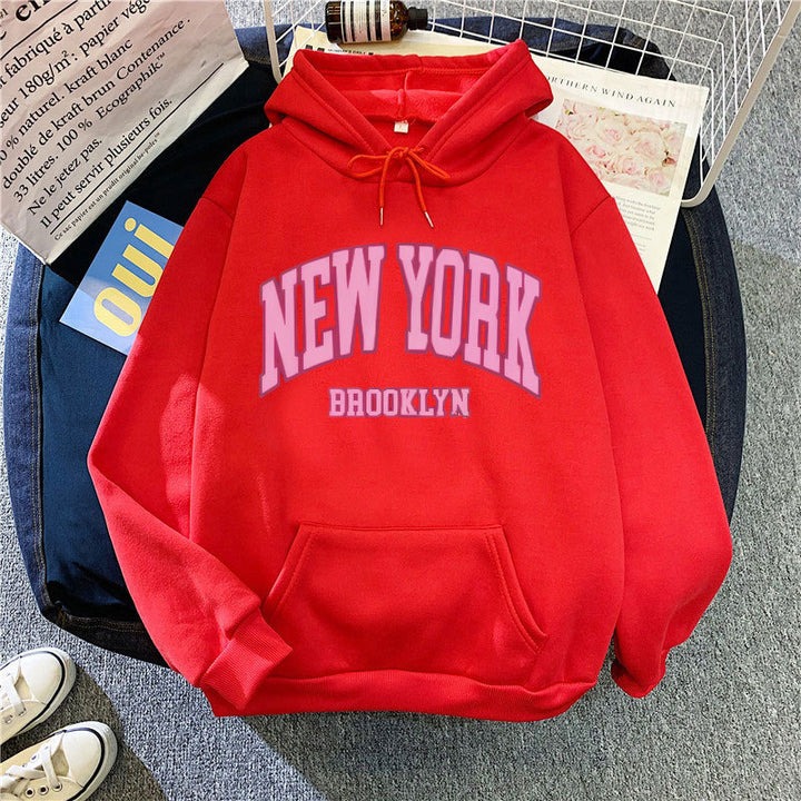 Women's hoodie with trendy New York Brooklyn print Chic & Stil