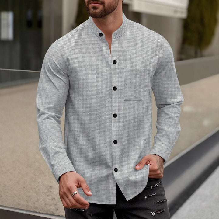 Modern long-sleeve shirt for men with structured design and practical chest pocket Lune London