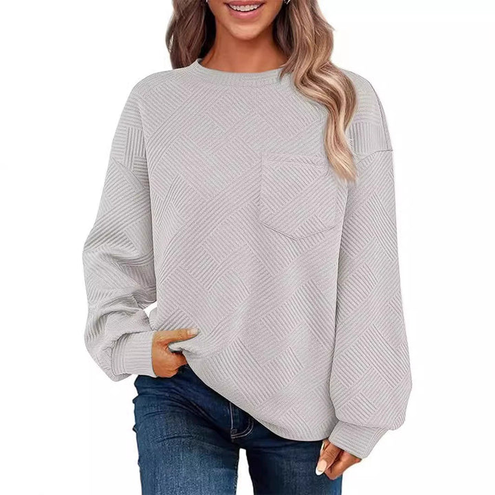 Casual sweater for women with structured fabric pattern and practical chest pocket Lune London