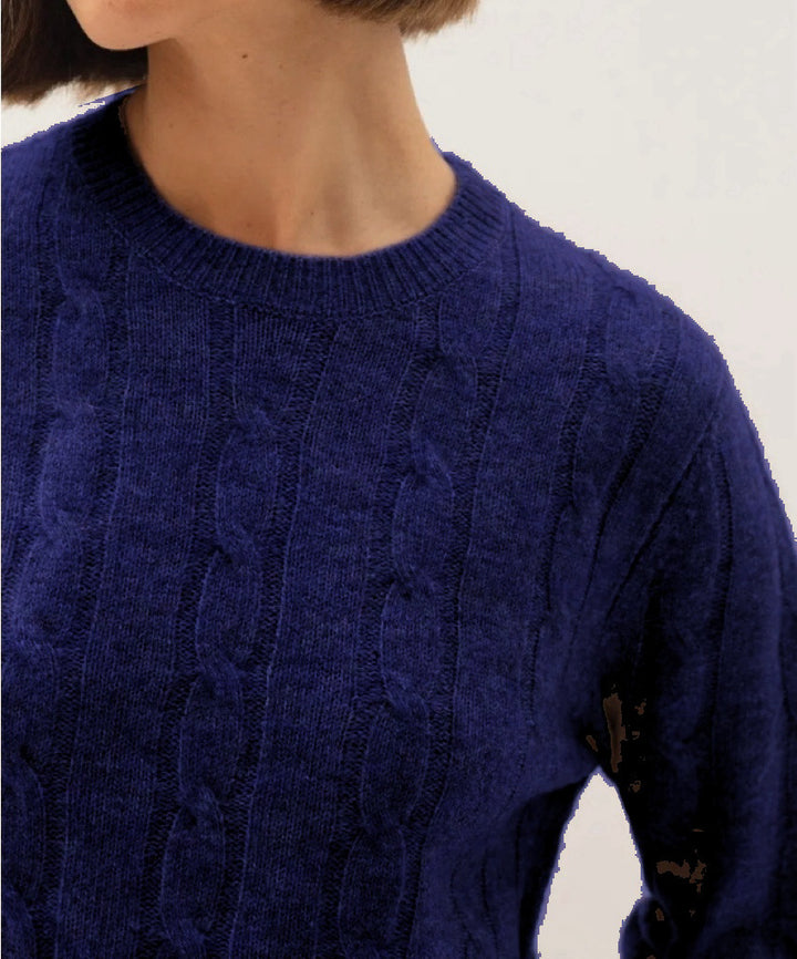Ladies warm knitted sweater with cable knit pattern Lune London