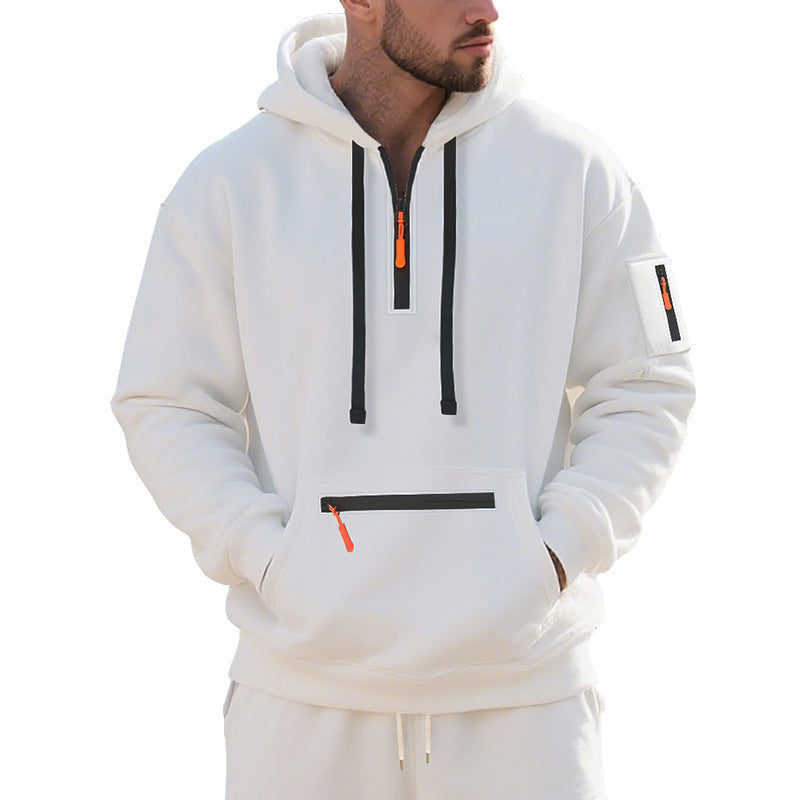 Trendy men's hoodie with innovative zipper elements Lune London