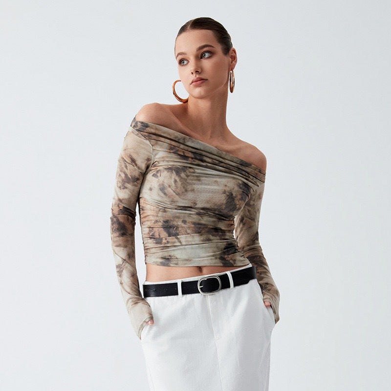 Ladies Elegant Off-Shoulder Top with Draped Design Amarae