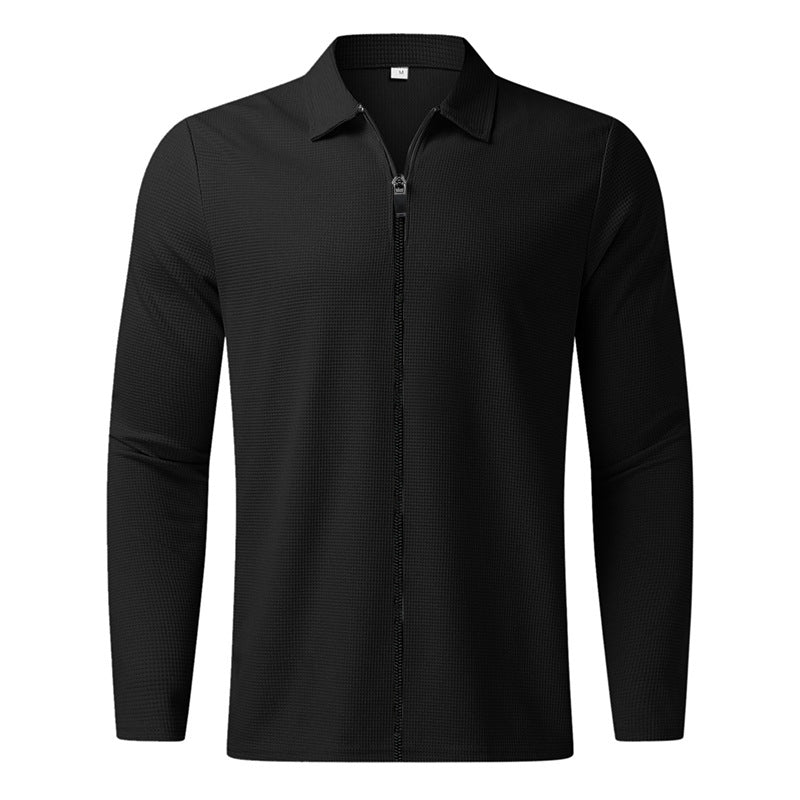 Men's long sleeve sports T-shirt with zipper and structured breathable design Lune London