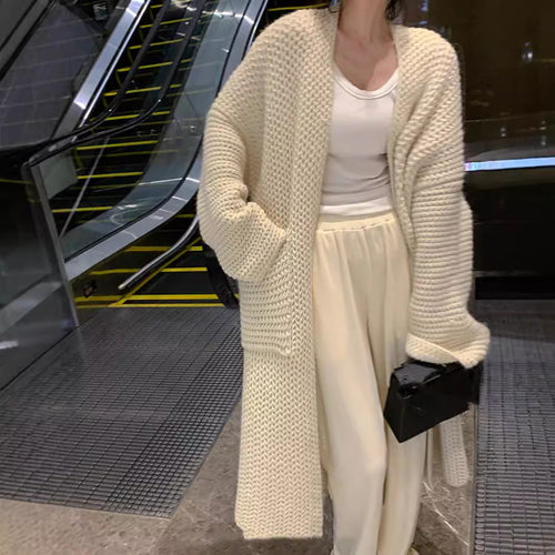 Manteau tricoté décontracté pour femmes avec ouverture à l'avant et poches