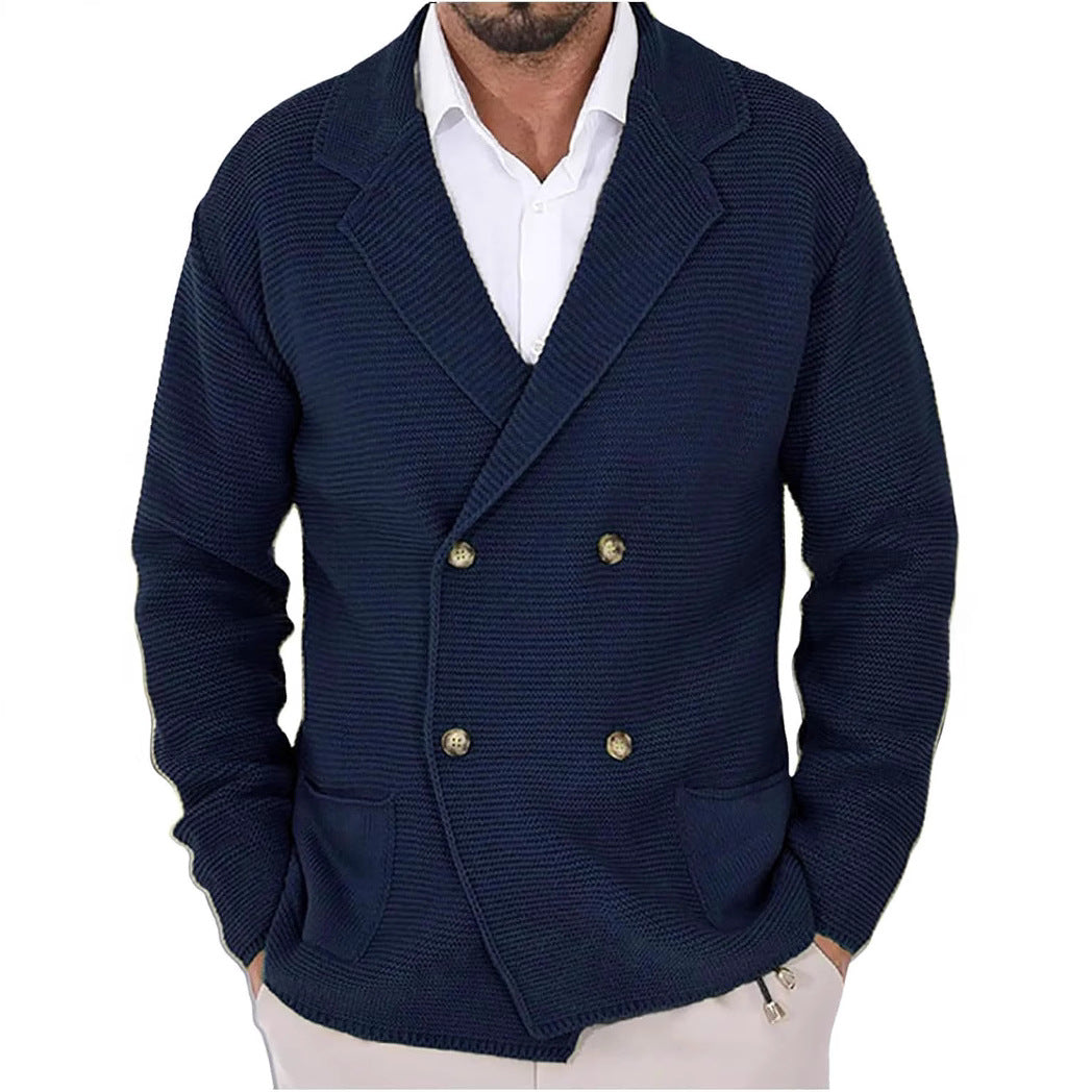 Men's knitted jacket with double breasting and modern pockets Lune London