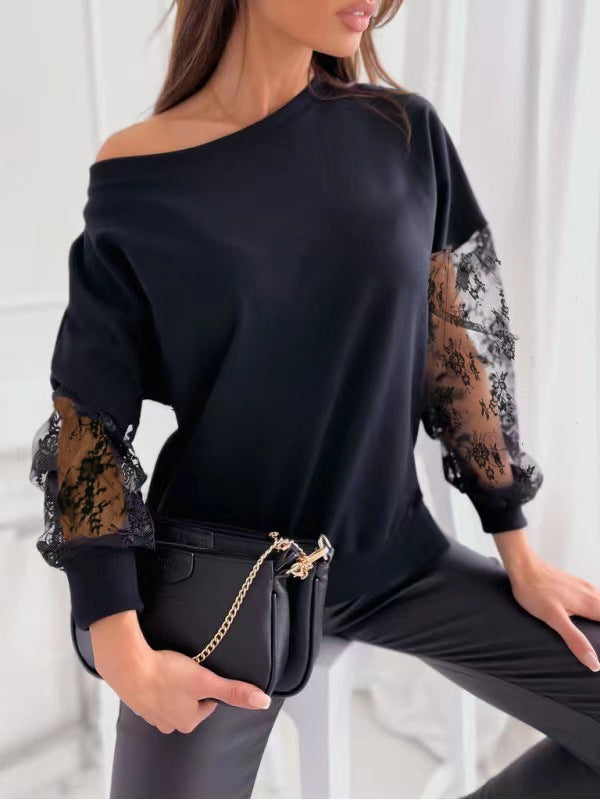 Ladies Off-Shoulder Lace Detail Chic Top and Style
