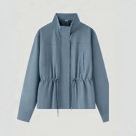 Women's Lightweight Tailored Transition Jacket with Stand-Up Collar, Drawstring and Concealed Closure Amarae