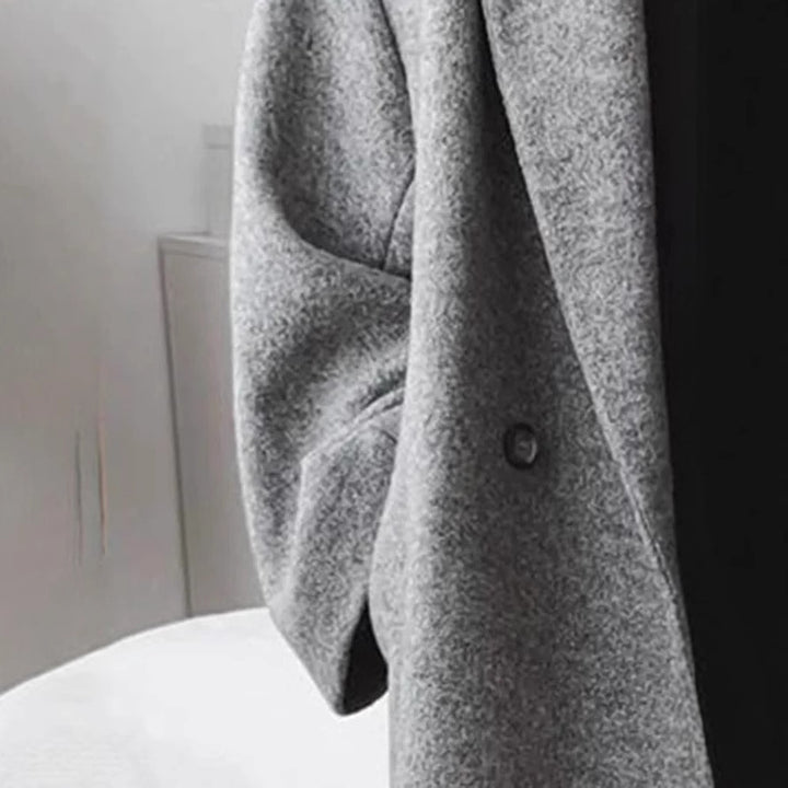 Ladies Boucle Oversized Coat with Double-Breasted Button Row Lune London