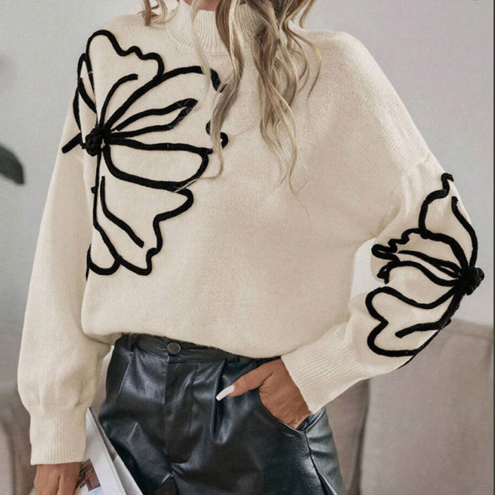 Pull en tricot pour femmes avec design floral 3D Chic & Stil