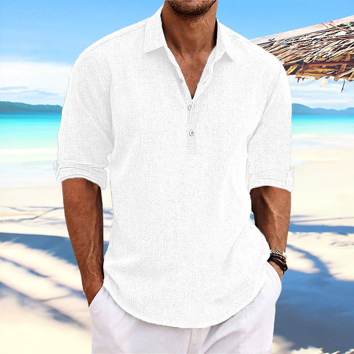 Light linen shirt for men with three-quarter sleeves Lune London