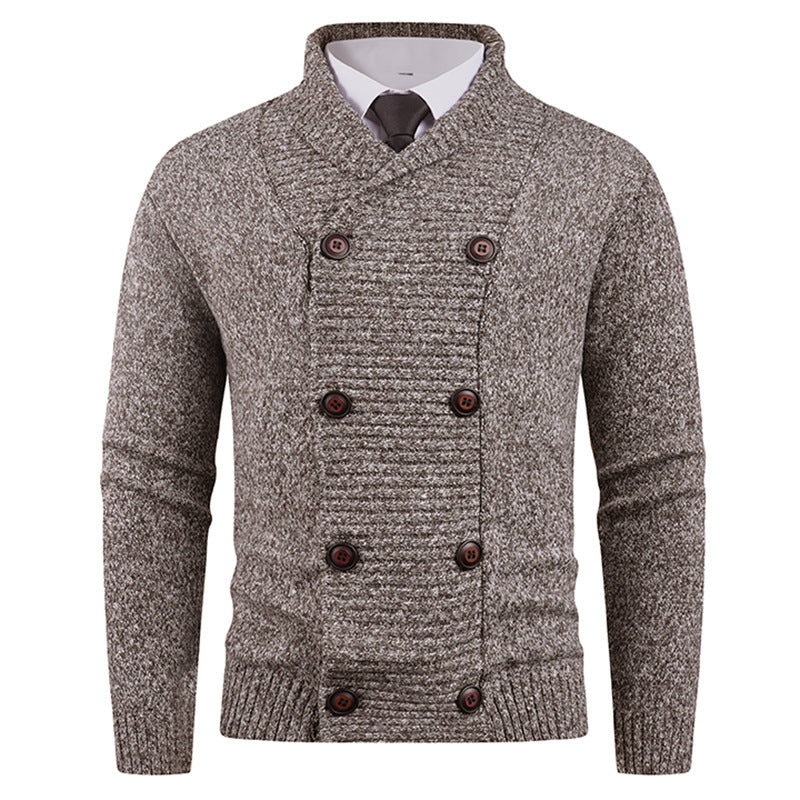 Men's knit jacket with modern shawl collar and practical button details Lune London