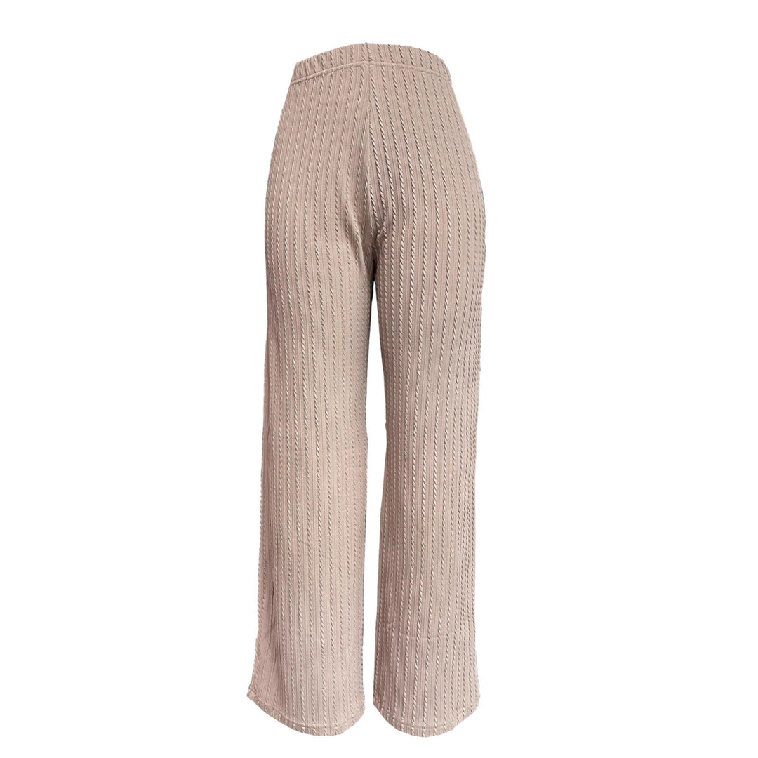 Pantalons en tricot large à côtes pour femmes avec taille haute et poches latérales Chic & Stil