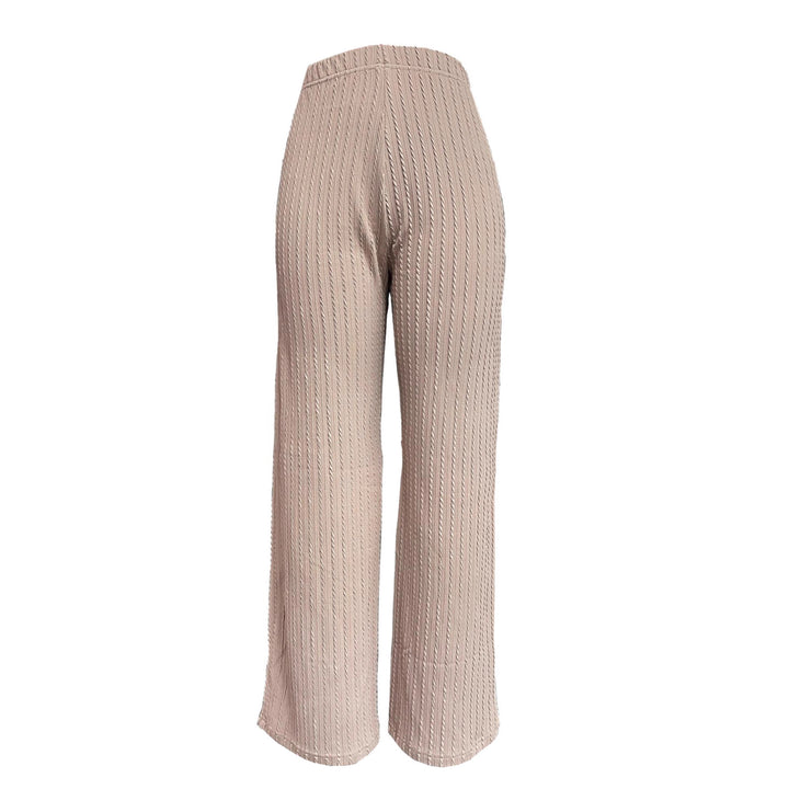 Pantalons en tricot large à côtes pour femmes avec taille haute et poches latérales Chic & Stil