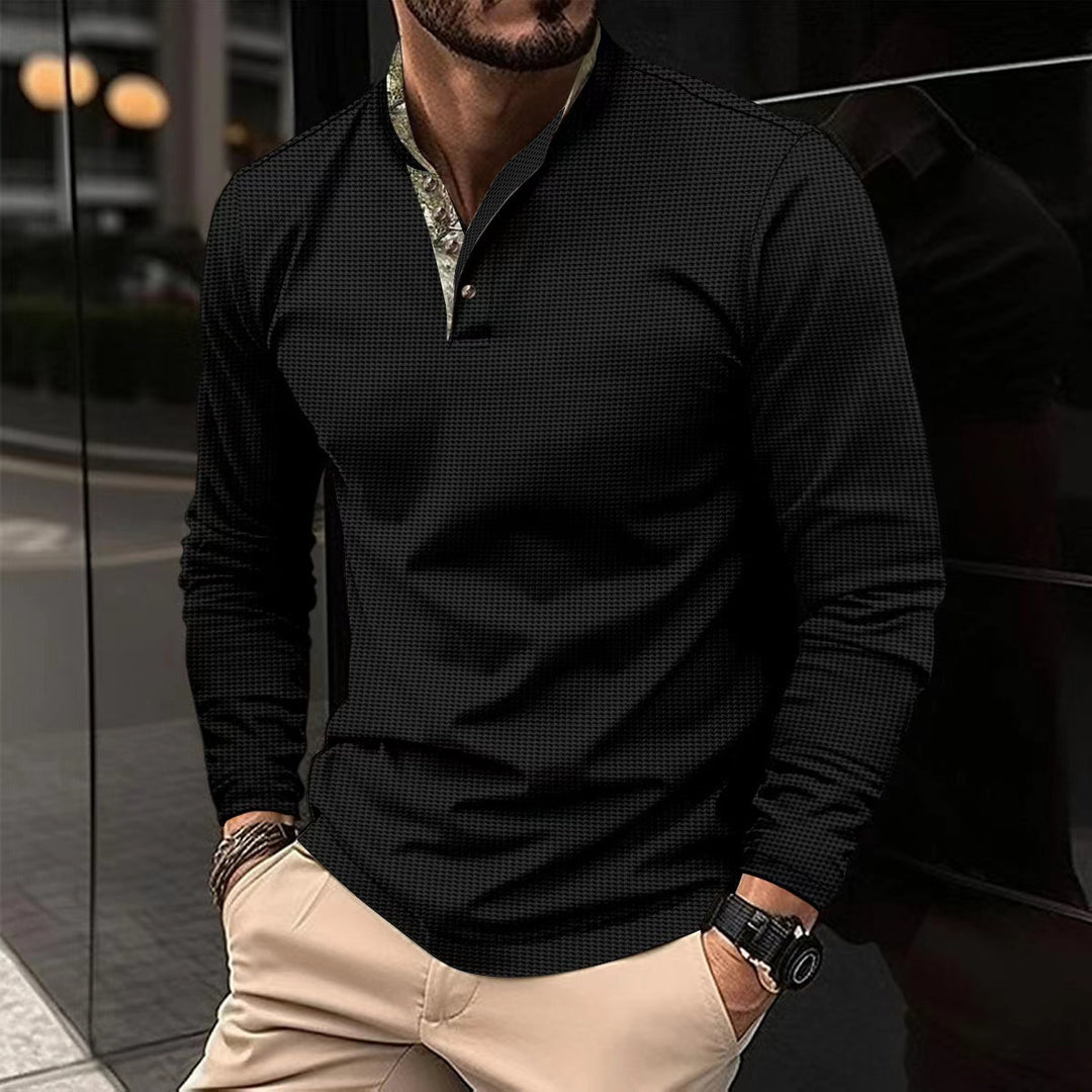 Men's long sleeve shirt with modern stand collar and elegant design Lune London