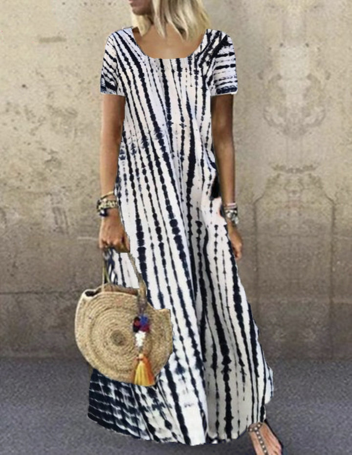 Lune London trendy striped pattern women's maxi dress