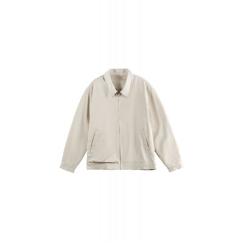 Men's Lightweight Boxy Transitional Jacket with Shirt Collar and Concealed Zipper Amarae