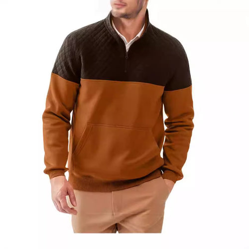 Fleece pullover for men with quilted details and high collar Amarae